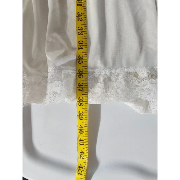Vtg Sliperfection Womens Babydoll Midi Slip Dress Size M 38 Satin Lace - Picture 8 of 9